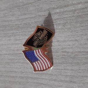 Harley Davidson and American flag pin